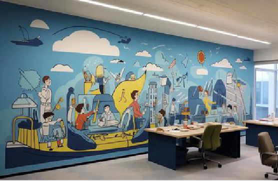 马山办公室墙绘的特点。
